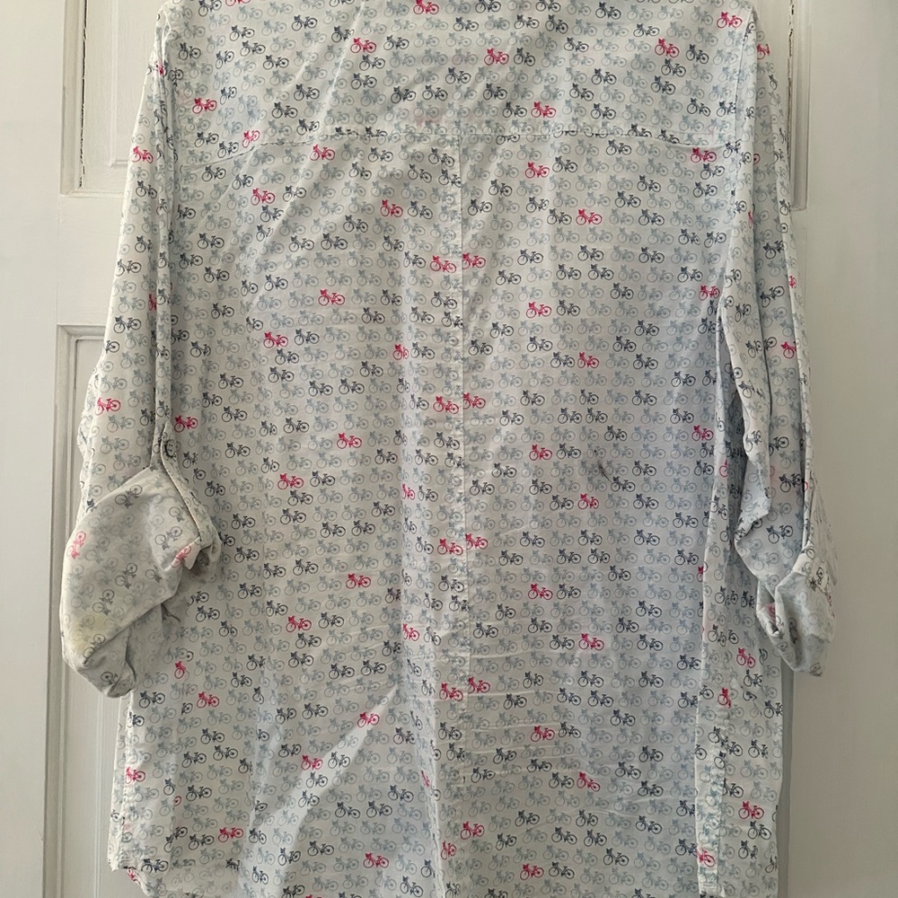 Sonoma Bicycle Print Shirt - Blue and Pink Size 1X - Picture 3 of 4